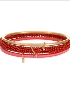 INC Gold-Tone 3-Pc. Set Pave Charm Seed Bead & Thread-Wrapped Bangle Bracelets